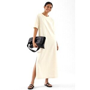 cos oversized t shirt dress COS Oversized Silk T-shirt Dress in Black